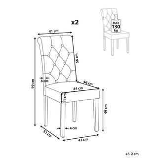 Beliani Lot de 2 chaises de salle à manger en Velours Glamour VELVA  