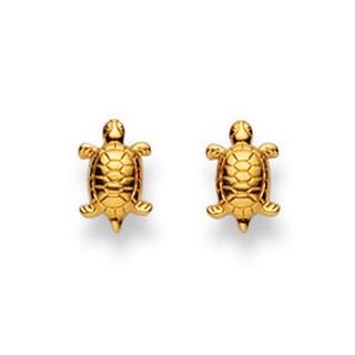 MUAU Schmuck  Ohrstecker Schildkröte Gelbgold 750, 8x5mm 