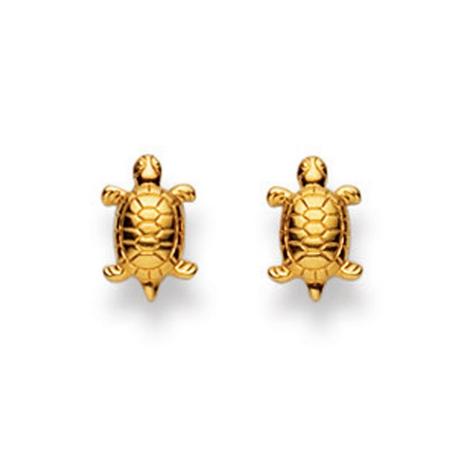 MUAU Schmuck  Ohrstecker Schildkröte Gelbgold 750, 8x5mm 