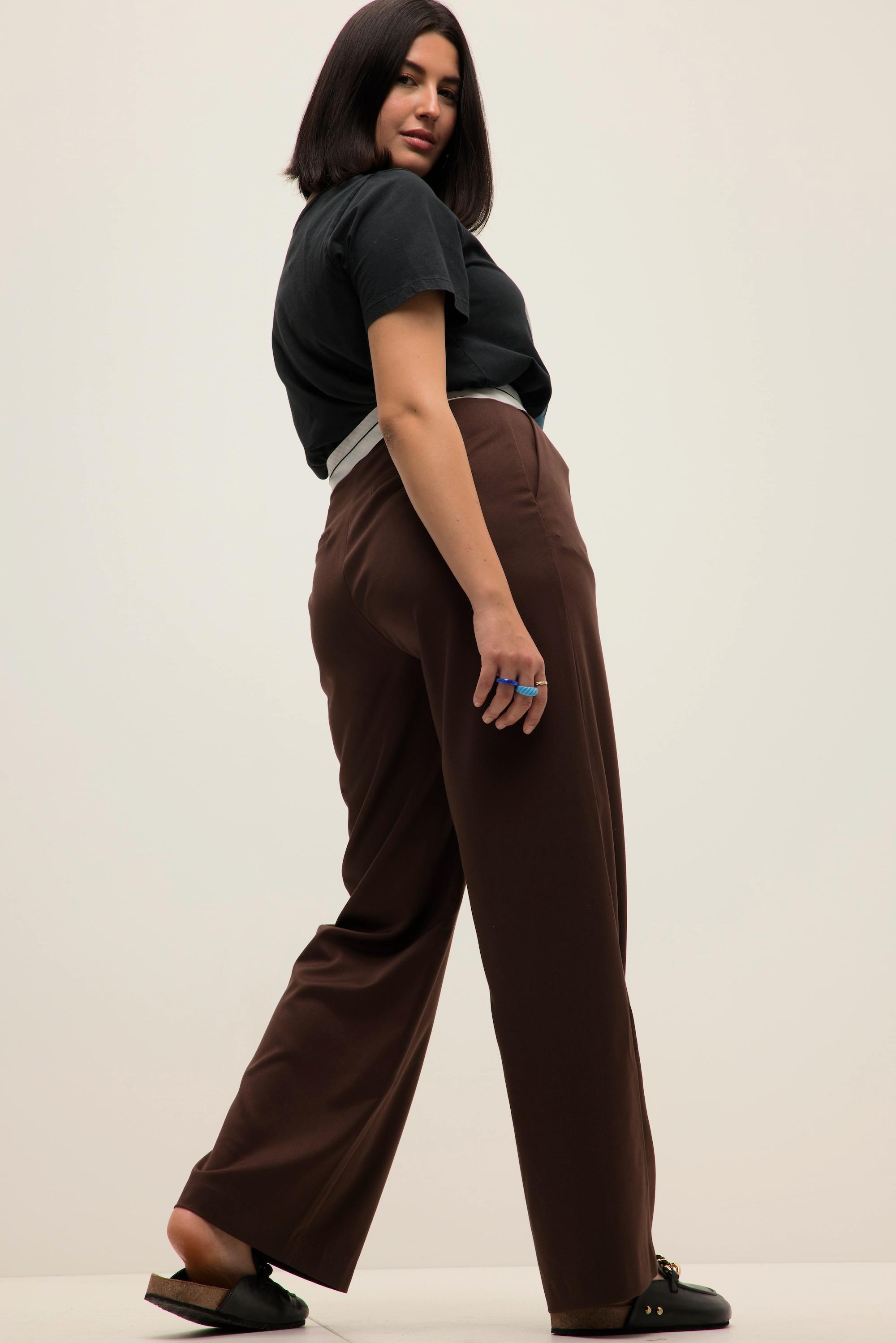 Studio Untold  Pantalon à pinces, coupe large, taille haute et ceinture élastique 