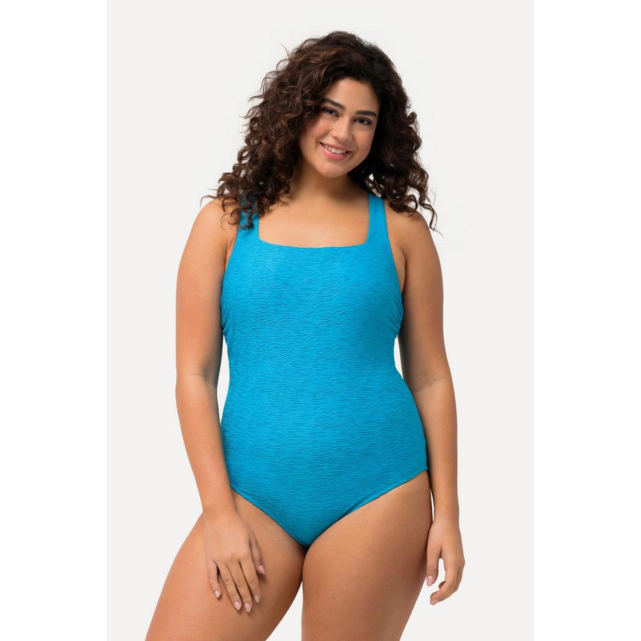 Ulla Popken Costume da bagno Struttura a Onde Coppe Morbide Scollatura Quadrata  