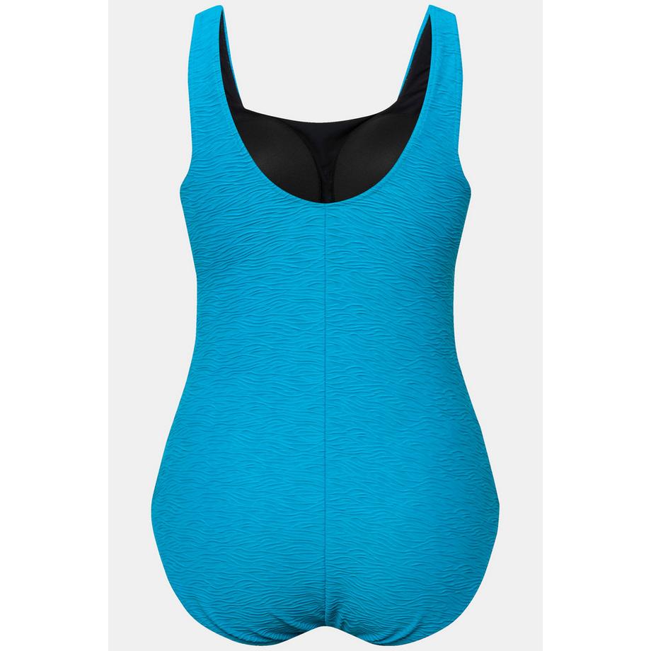 Ulla Popken Costume da bagno Struttura a Onde Coppe Morbide Scollatura Quadrata  