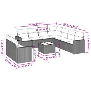 VidaXL Ensemble de canapés de jardin rotin synthétique  