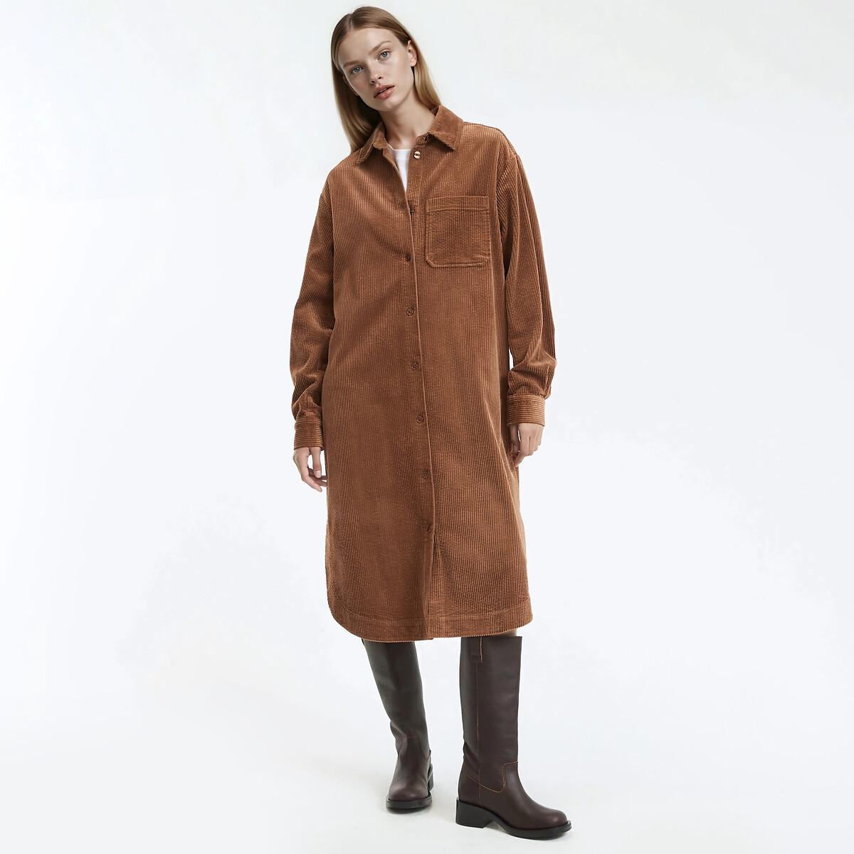 La Redoute Collections Gerade geschnittenes Cordkleid Midilänge  