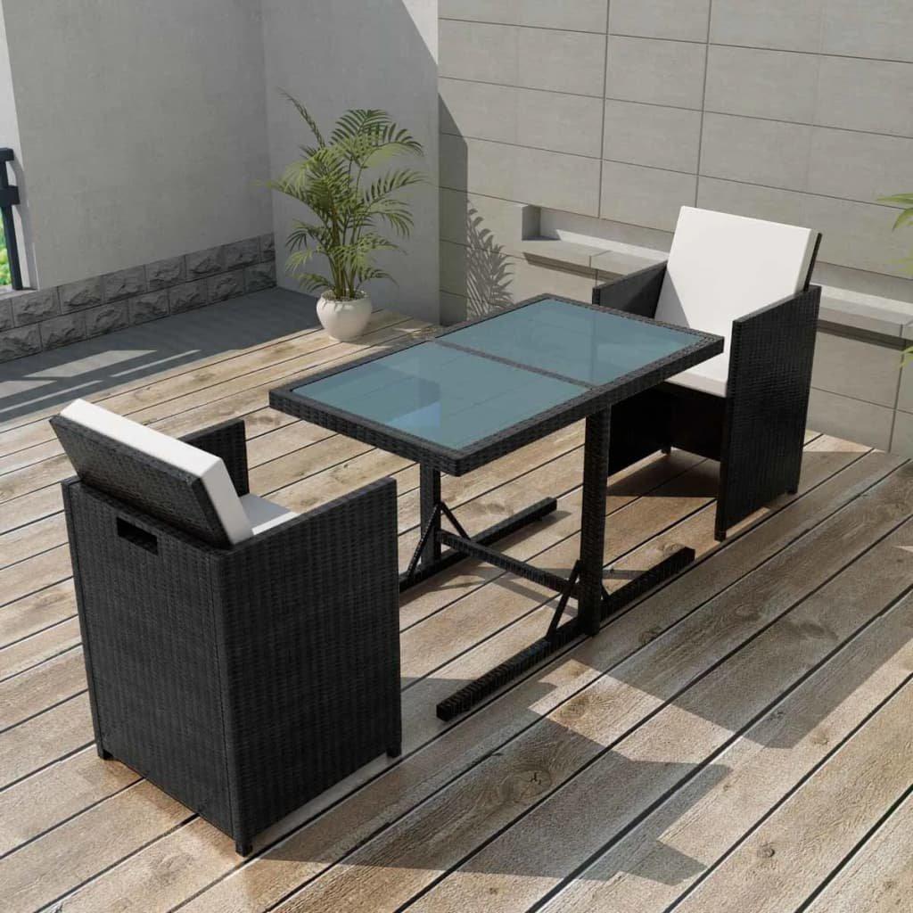 VidaXL Table et chaise de jardin rotin synthétique  