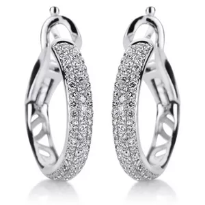 Creolen 585/14K Weissgold Diamant 0.35ct.
