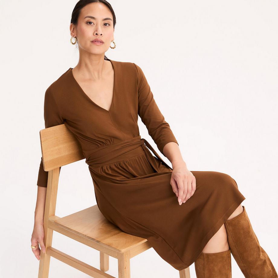 La Redoute Collections Robe évasée avec encolure en V et ceinture à nouer  