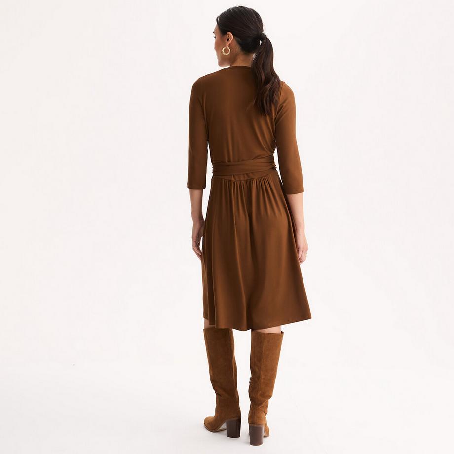 La Redoute Collections Robe évasée avec encolure en V et ceinture à nouer  
