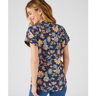 Damart  Jacquard-Bluse mit Relief und Blumendruck. 