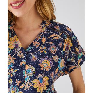 Damart  Jacquard-Bluse mit Relief und Blumendruck. 