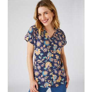 Damart  Jacquard-Bluse mit Relief und Blumendruck. 