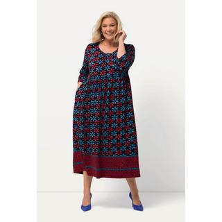 Ulla Popken  Jerseykleid, Blüten, A-Linie, Rundhals, 3/4-Arm 