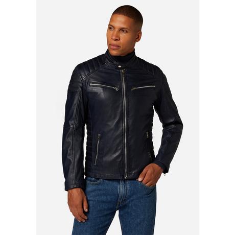 RICANO  Blouson en cuir pour homme Cooper - style motard avec col montant 