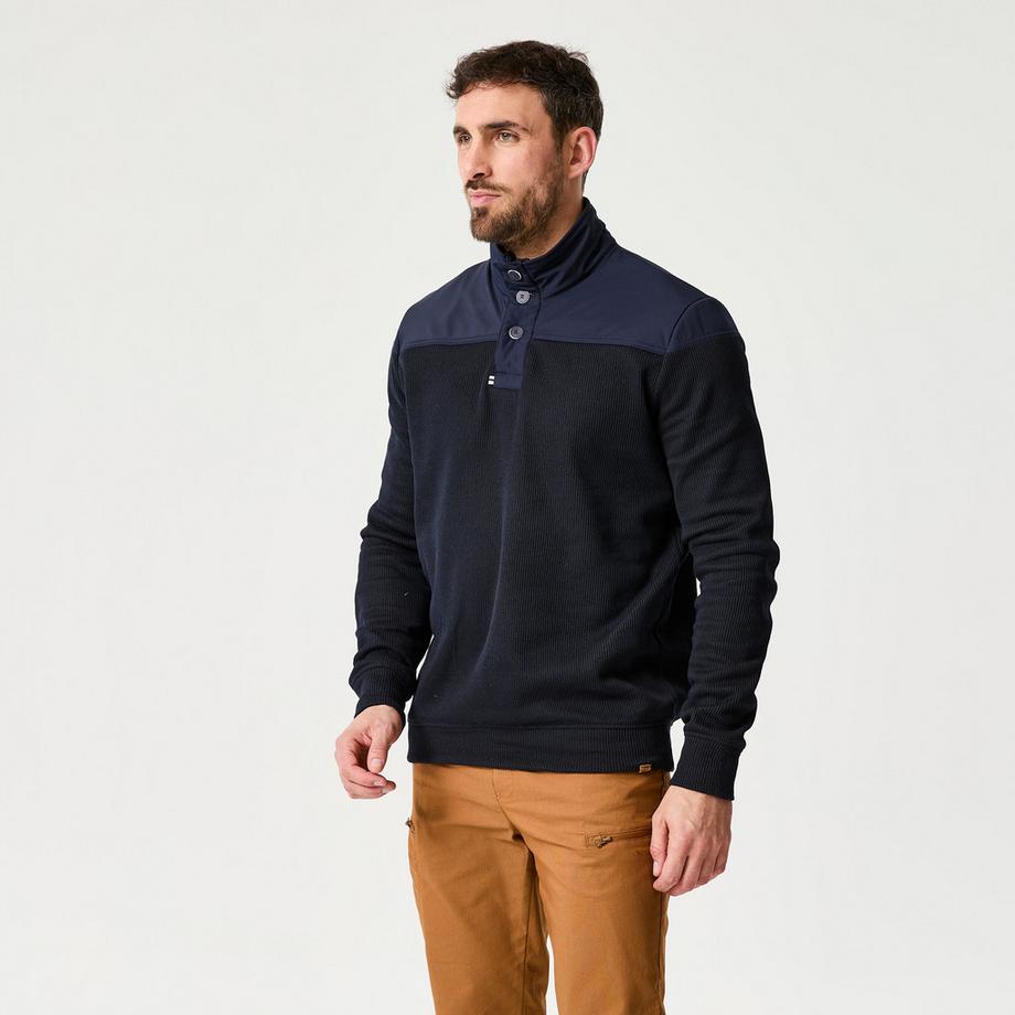 Pull marin de voile homme, 100 bleu marine