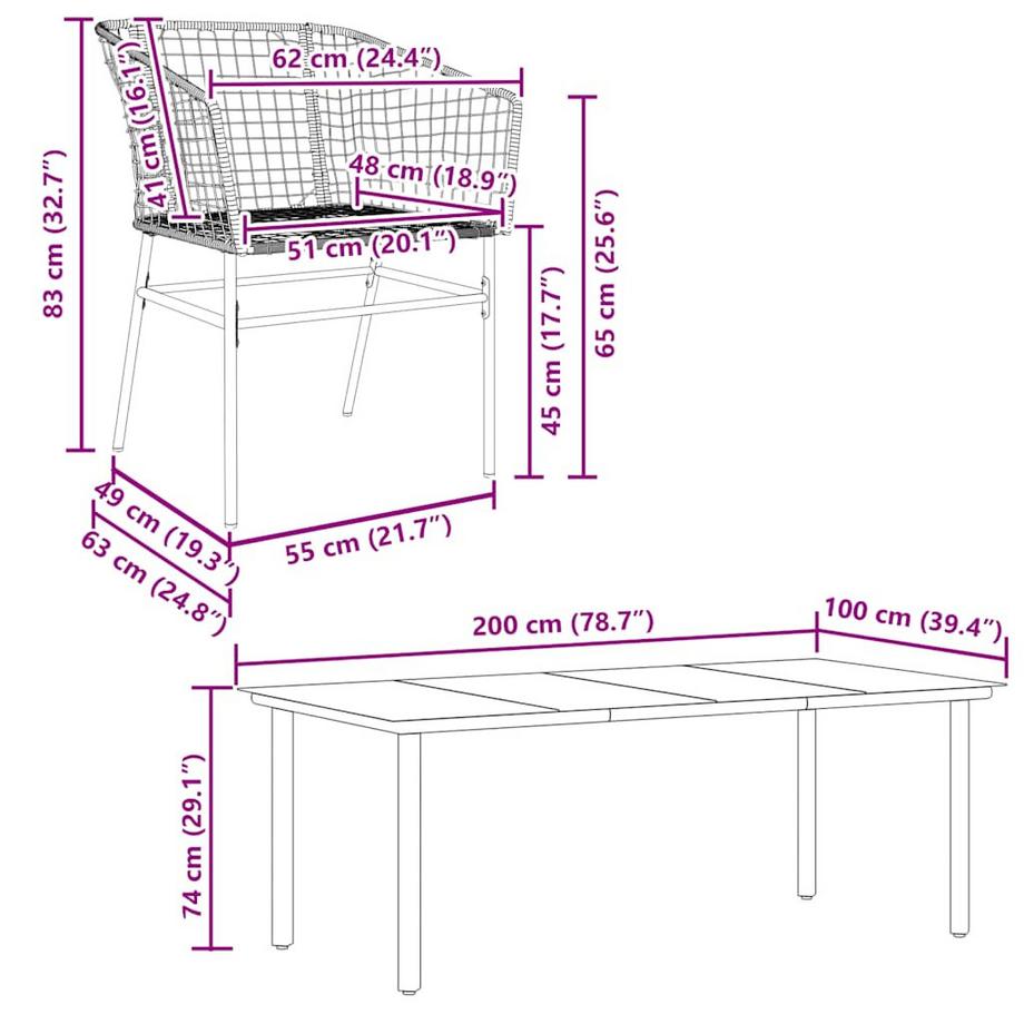 VidaXL Garten essgruppe rattan  
