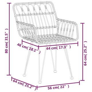 VidaXL Ensemble de salle à manger de jardin rotin synthétique  