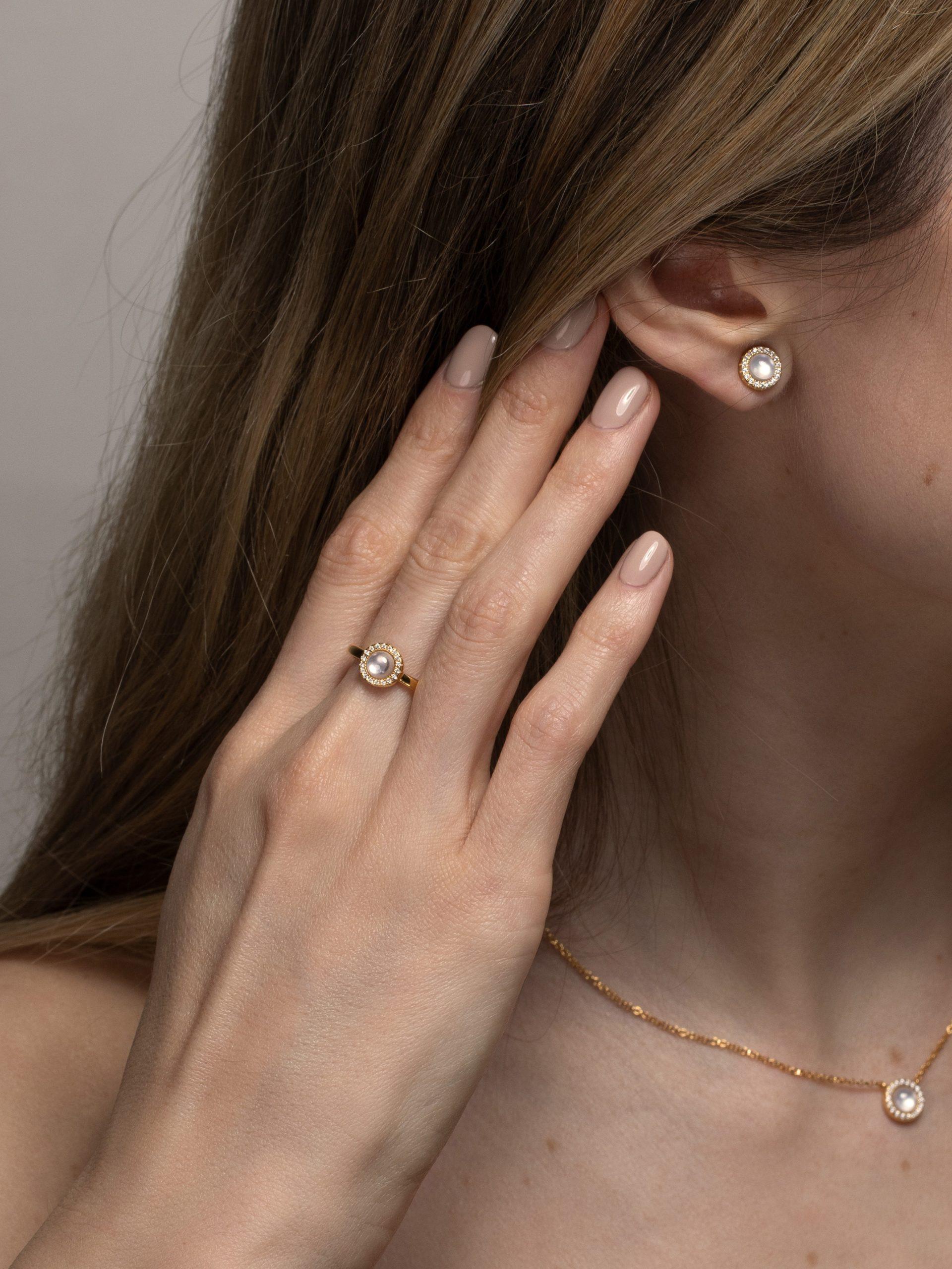 PHANTASYA  Perlmutt mit Zirkonia Ring 1949 Rosé Vergoldet 