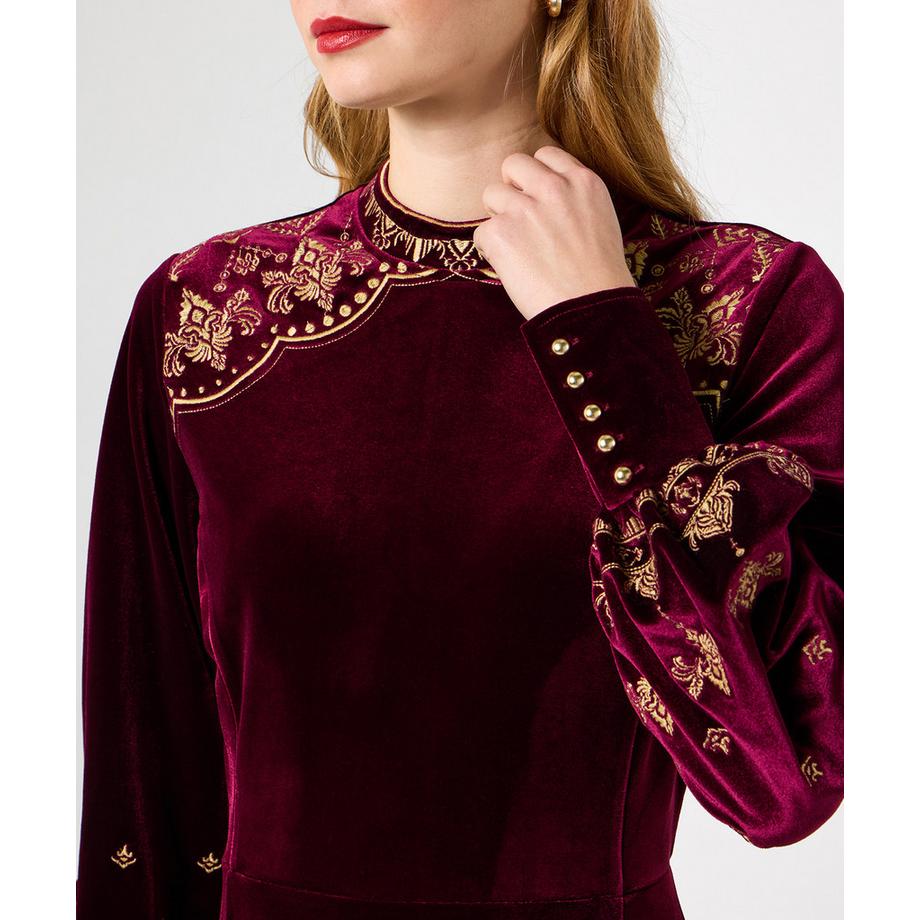 Joe Browns Stretch Samtkleid mit Stickerei  