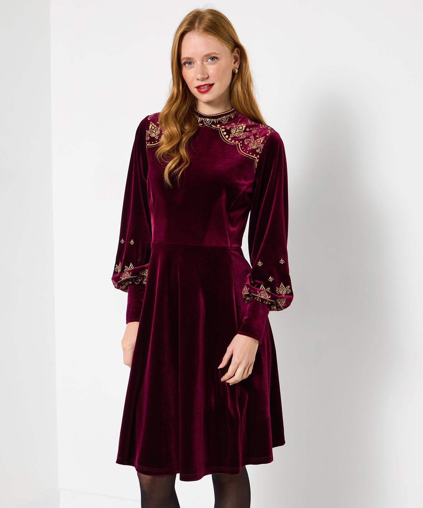 Joe Browns Stretch Samtkleid mit Stickerei  