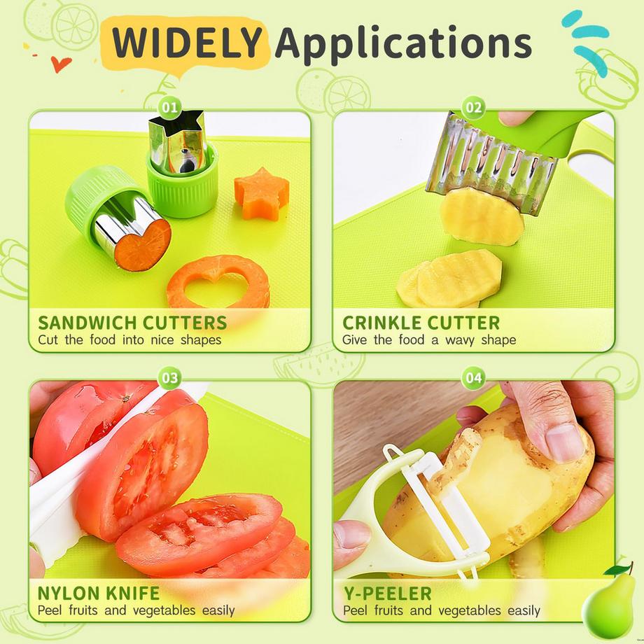 Activity-board  Kindermesser - 16-teiliges Kindersicherheits-Küchenmesserset für echtes Kochen mit Holzmesser, Kindermesser, Schneidebrett, Schäler 