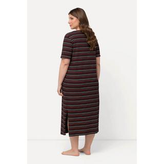 Ulla Popken Chemise de nuit rayée col rond manches courtes  