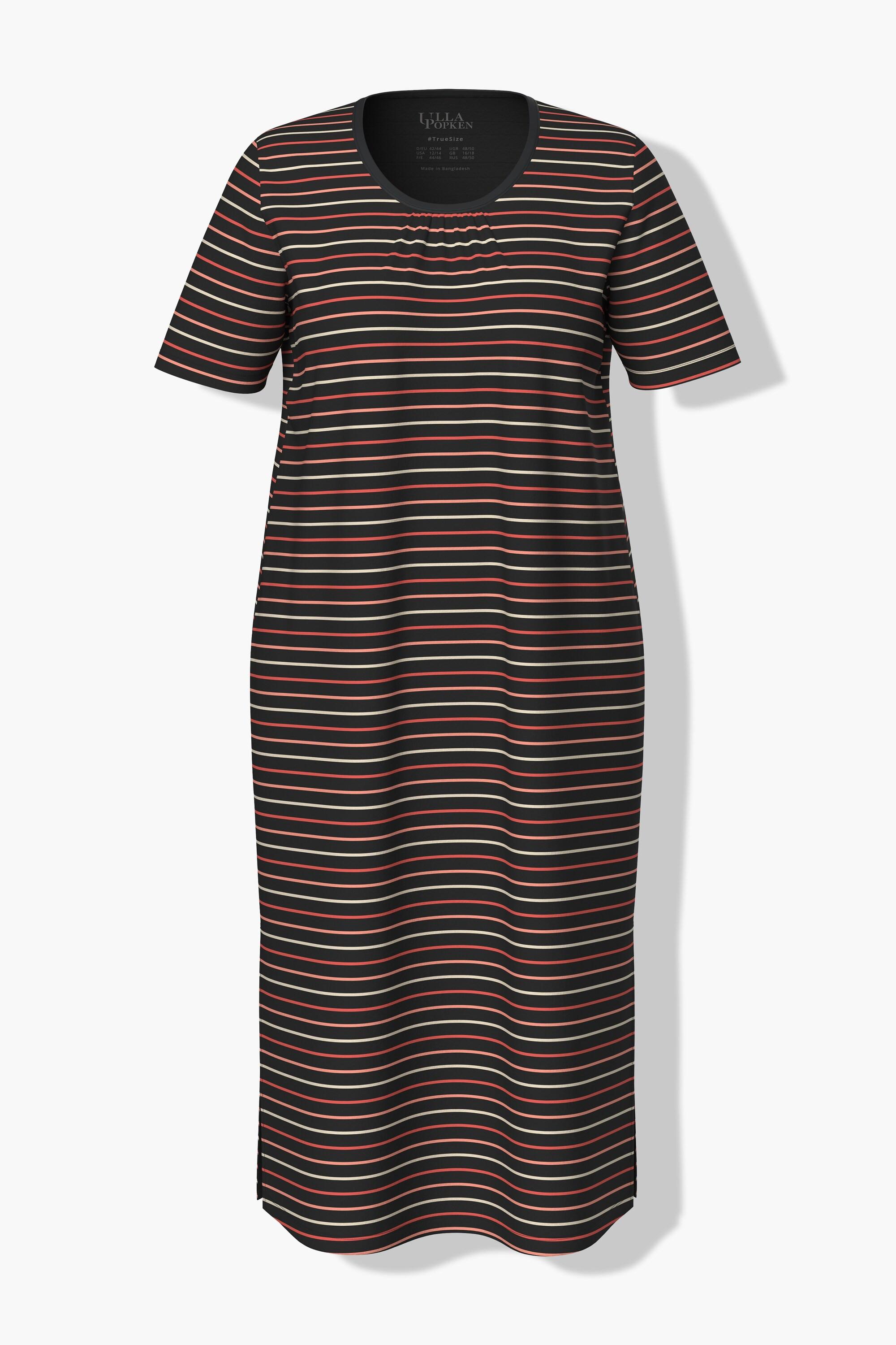 Ulla Popken Chemise de nuit rayée col rond manches courtes  