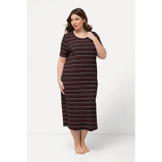 Ulla Popken Chemise de nuit rayée col rond manches courtes  