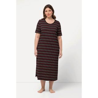 Ulla Popken Chemise de nuit rayée col rond manches courtes  