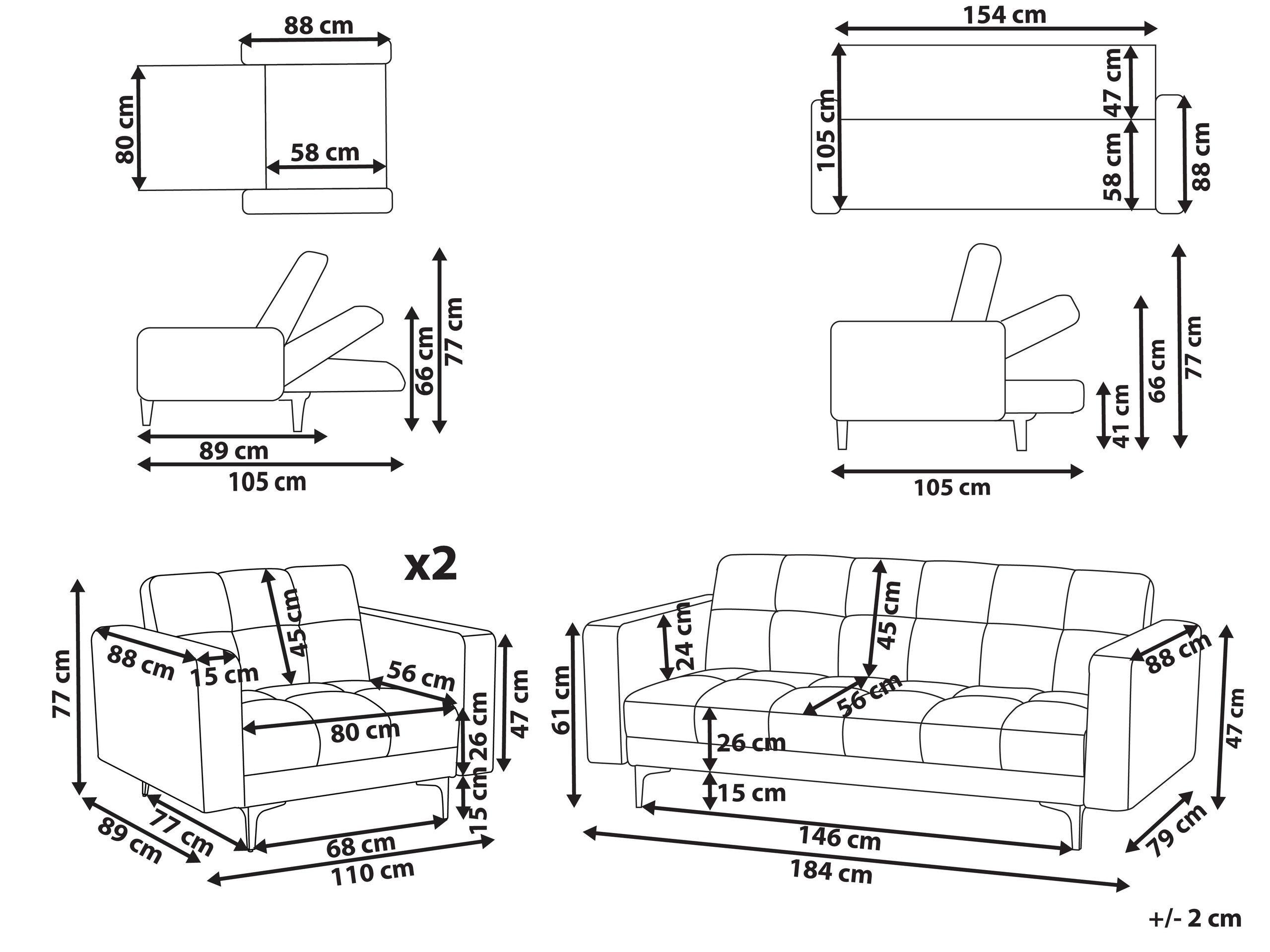 Beliani Wohnzimmer Set aus Polyester Minimalistisch ALNES  