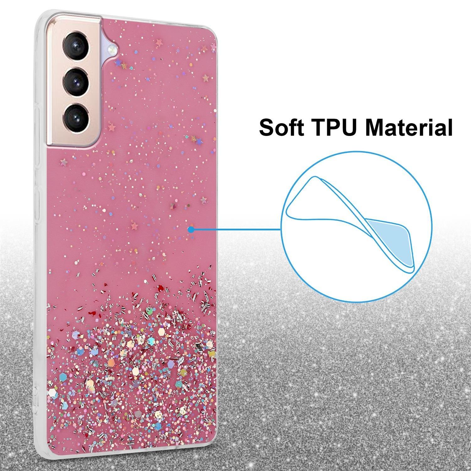 Cadorabo  Housse compatible avec Samsung Galaxy S21 PLUS - Coque de protection en silicone TPU flexible avec paillettes scintillantes 