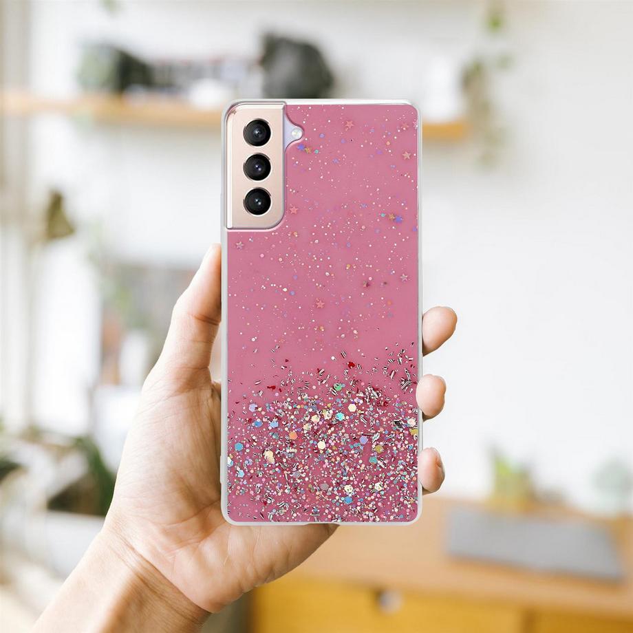 Cadorabo  Hülle für Samsung Galaxy S21 PLUS TPU Silikon mit funkelnden Glitter 