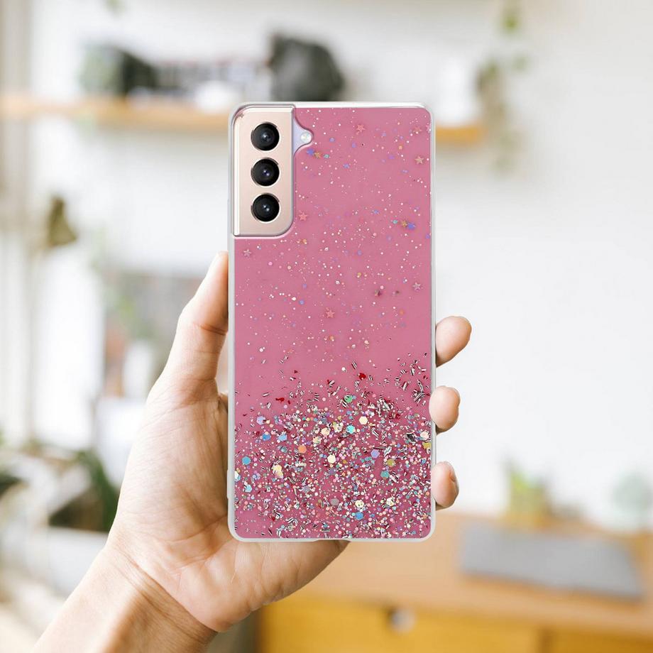 Cadorabo  Hülle für Samsung Galaxy S21 PLUS TPU Silikon mit funkelnden Glitter 