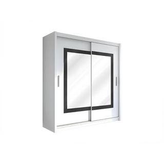 Vente-unique Kleiderschrank mit Spiegel - 2 Schiebetüren - B. 203 cm - Weiß - AUTLAN  