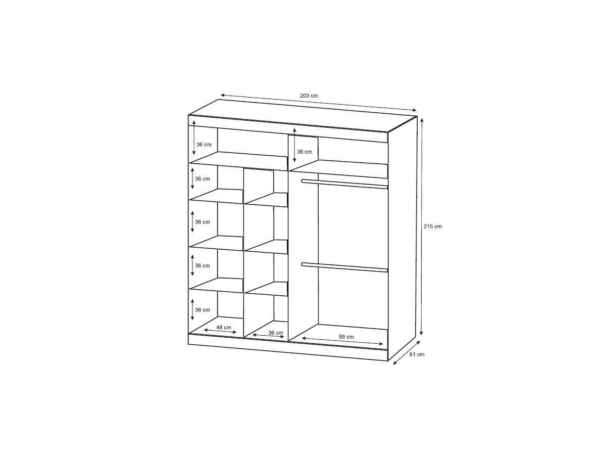 Vente-unique Kleiderschrank mit Spiegel - 2 Schiebetüren - B. 203 cm - Weiß - AUTLAN  