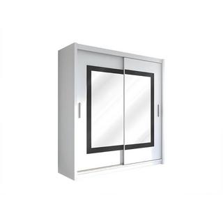 Vente-unique Kleiderschrank mit Spiegel - 2 Schiebetüren - B. 203 cm - Weiß - AUTLAN  