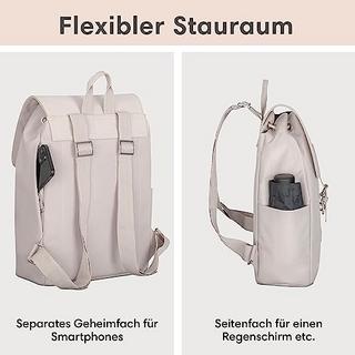 Only-bags.store Rucksack Klein Beige - Ida - Kleiner rucksack für Freizeit, Uni oder City - Mit Laptop Fach (bis 13  