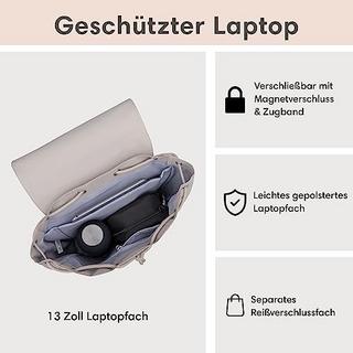 Only-bags.store Rucksack Klein Beige - Ida - Kleiner rucksack für Freizeit, Uni oder City - Mit Laptop Fach (bis 13  