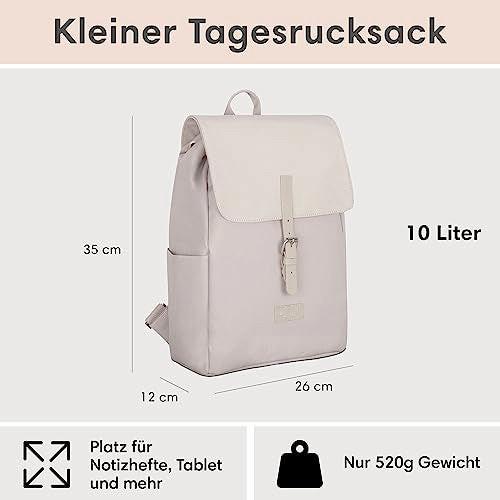 Only-bags.store Rucksack Klein Beige - Ida - Kleiner rucksack für Freizeit, Uni oder City - Mit Laptop Fach (bis 13  