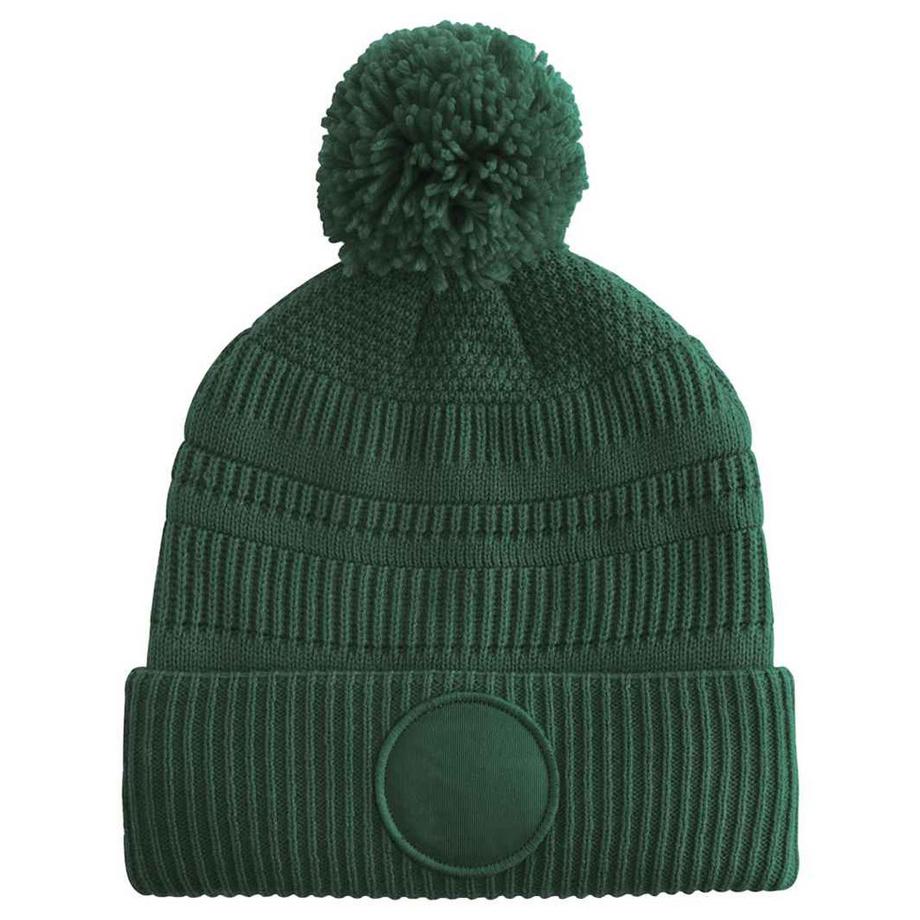 Beechfield Berretto a Coste con Pom Pom e Toppe  