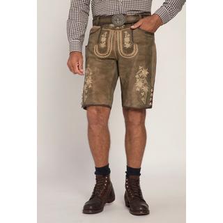 JP1880  Lederhosen in tradizionale stile Tracht in pelle di capra con ricami tradizionali e cintura di pelle in omaggio 