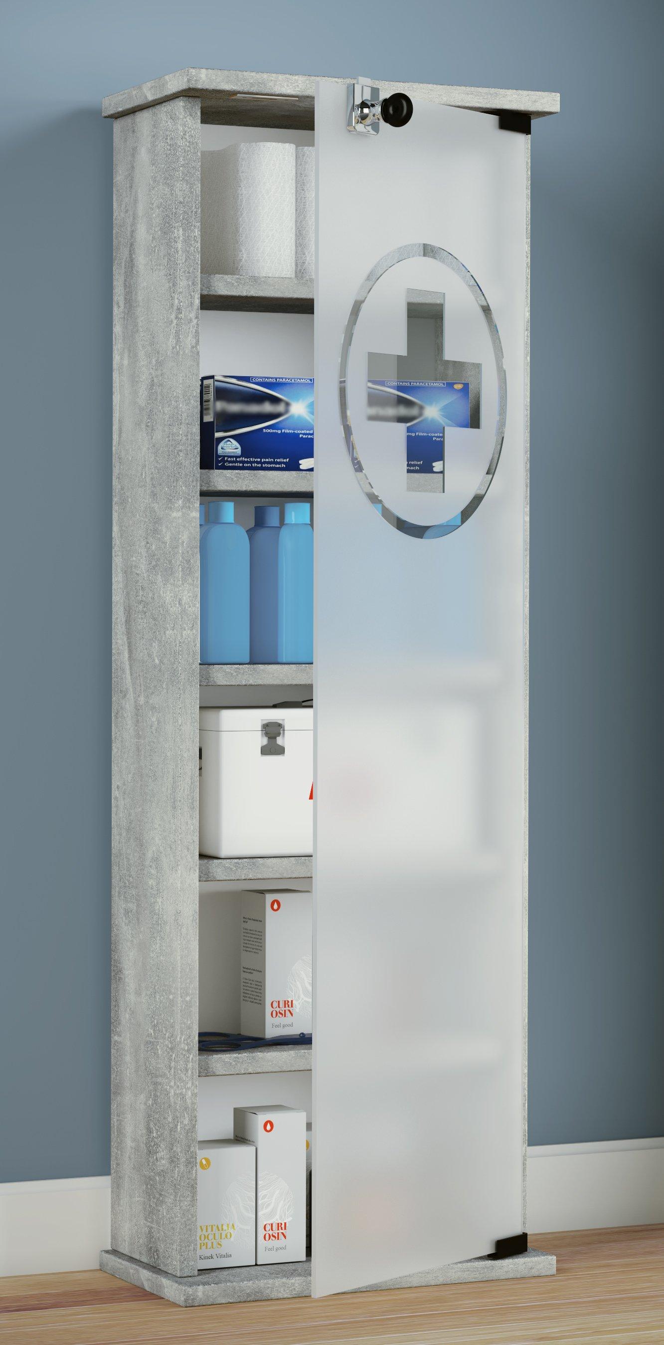 VCM Medizinschrank | Maße ca. H. 92 x B. 31 x T. 18 cm | Apothekerschrank abschließbar | Arzneischrank - Gusal  