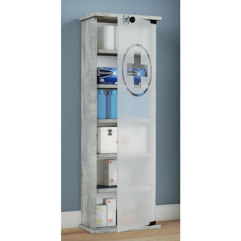 VCM Medizinschrank | Maße ca. H. 92 x B. 31 x T. 18 cm | Apothekerschrank abschließbar | Arzneischrank - Gusal  