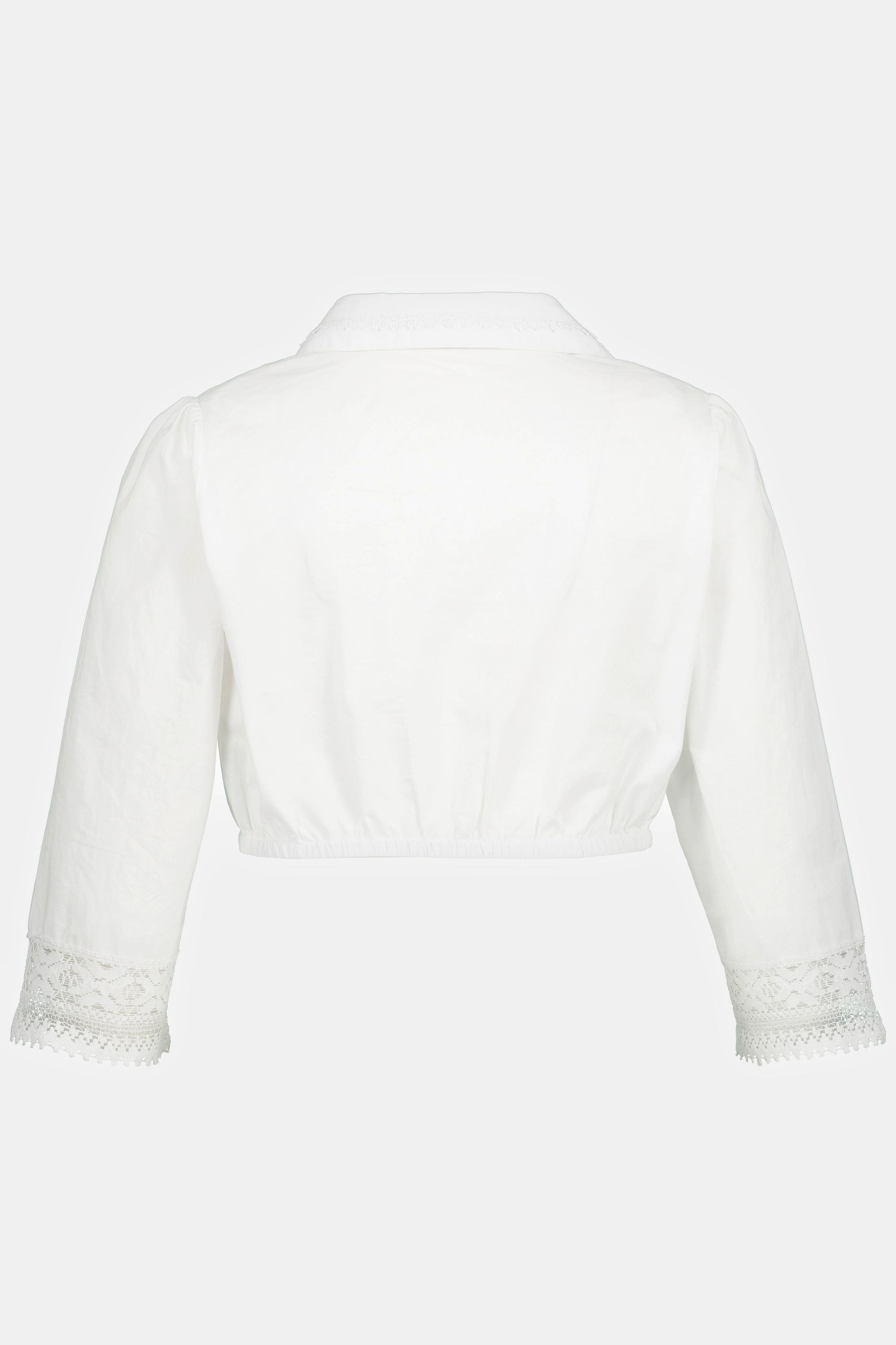 Ulla Popken Dirndlbluse Hemdkragen Spitze 3/4-Arm  