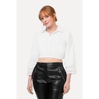 Ulla Popken Dirndlbluse Hemdkragen Spitze 3/4-Arm  