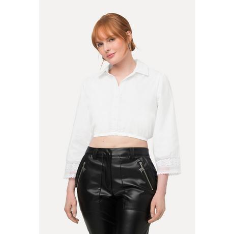 Ulla Popken Dirndlbluse Hemdkragen Spitze 3/4-Arm  