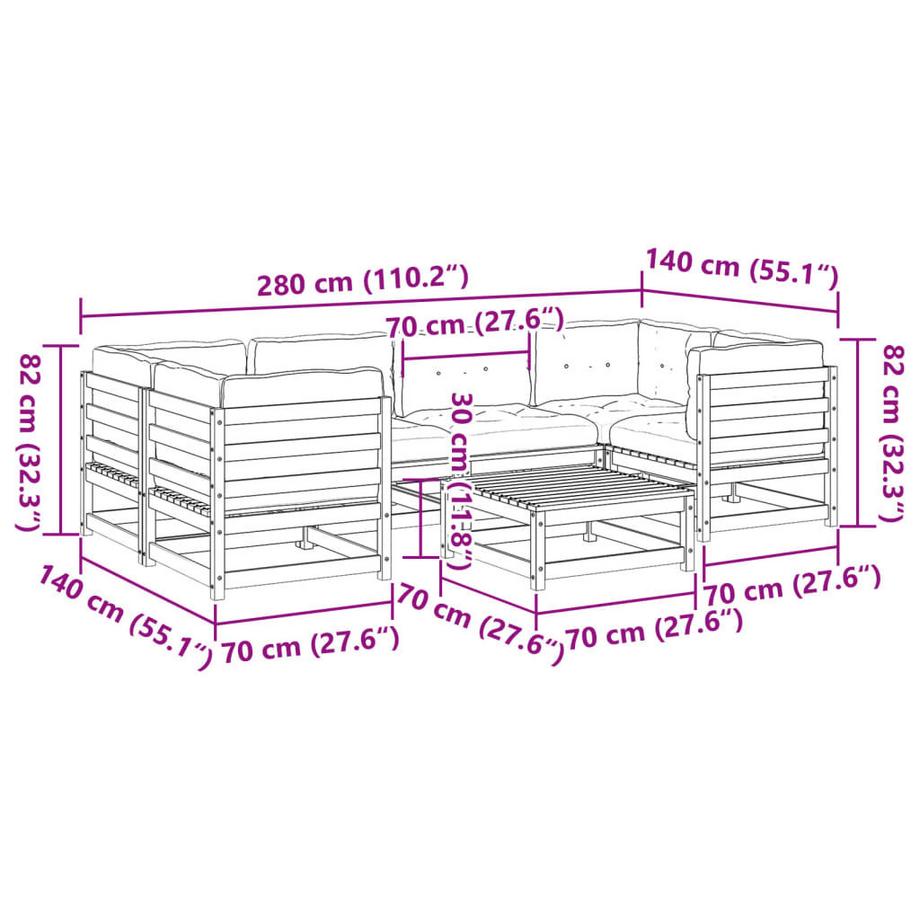 VidaXL Garten sofagarnitur kiefernholz  