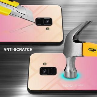 Cadorabo  Housse compatible avec Samsung Galaxy A8 2018 - Coque de protection bicolore en silicone TPU et dos en verre trempé 