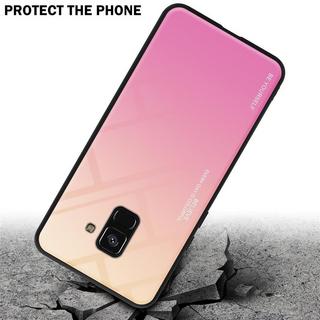 Cadorabo  Housse compatible avec Samsung Galaxy A8 2018 - Coque de protection bicolore en silicone TPU et dos en verre trempé 