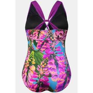 Ulla Popken  Maillot de bain, aspect tour de cou, bonnets souples, fleurs 