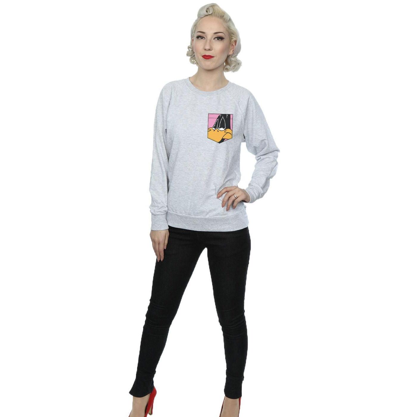 LOONEY TUNES Daffy Duck Sweatshirt Imprimé Poche  